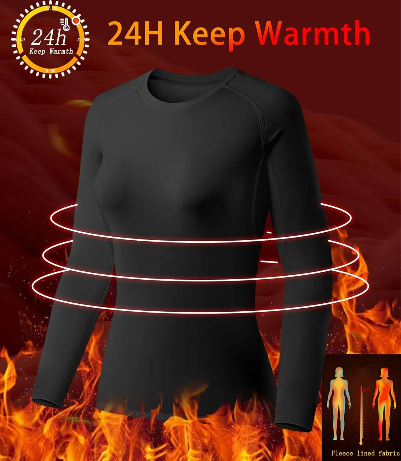 TELALEO 4 Pack Women's Thermal Shirts Fleece Lined Athletic Tops Long Sleeve Compression Workout Baselayer for Cold Weather