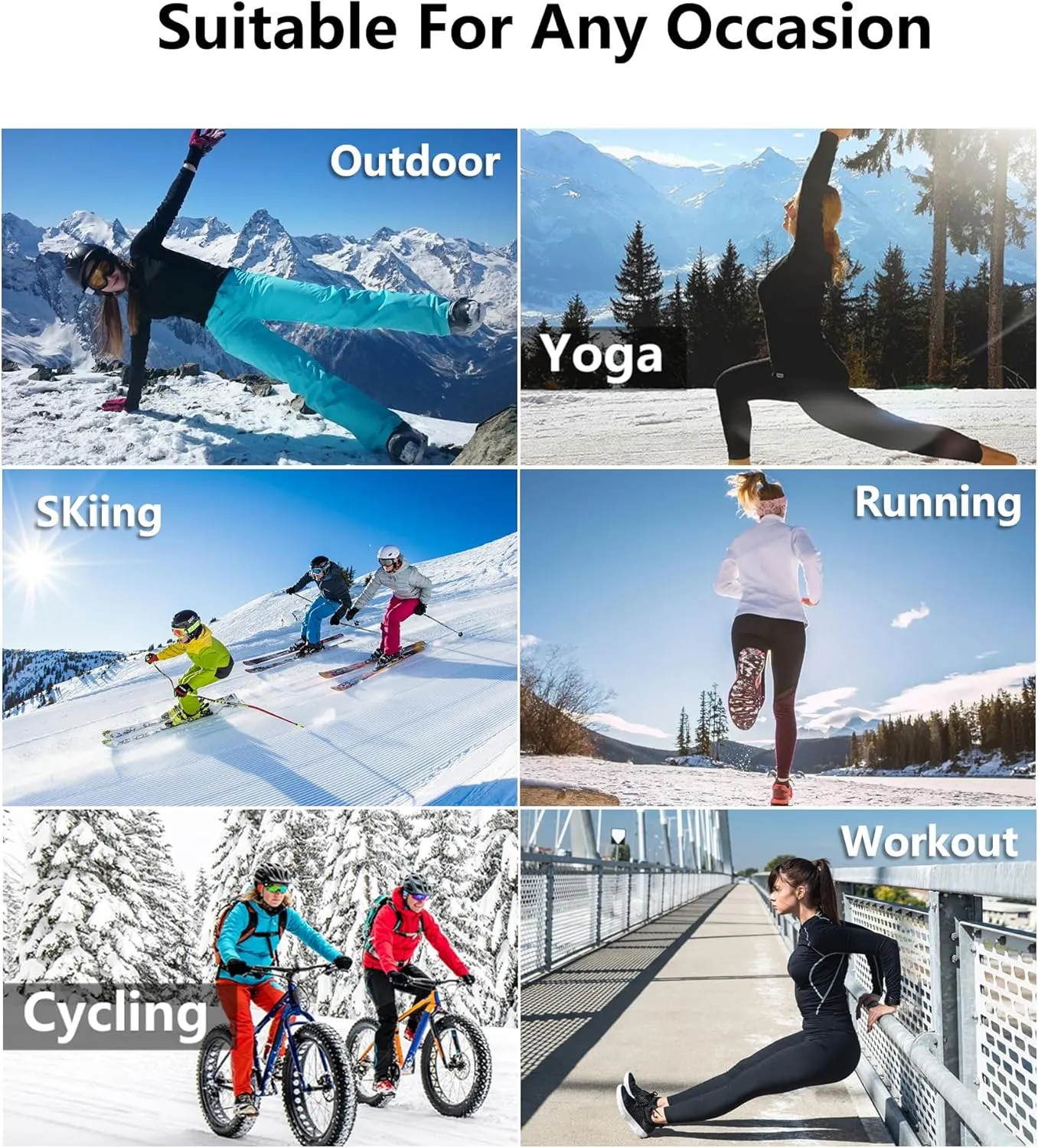 TELALEO 4 Pack Women's Thermal Shirts Fleece Lined Athletic Tops Long Sleeve Compression Workout Baselayer for Cold Weather