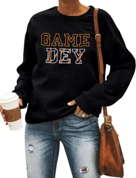 UNIQUEONE Game Day Sweatshirt Women Football Sweatshirts Football Mom Hoodie Touchdown Shirt Casual Crewneck Pullover