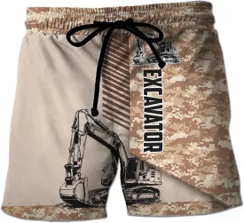 V-DECORPARKS Excavator Mens Swim Trunks - Excavators Swimming Trunk for Men - Beach Shorts, Mens Swim Shorts 40