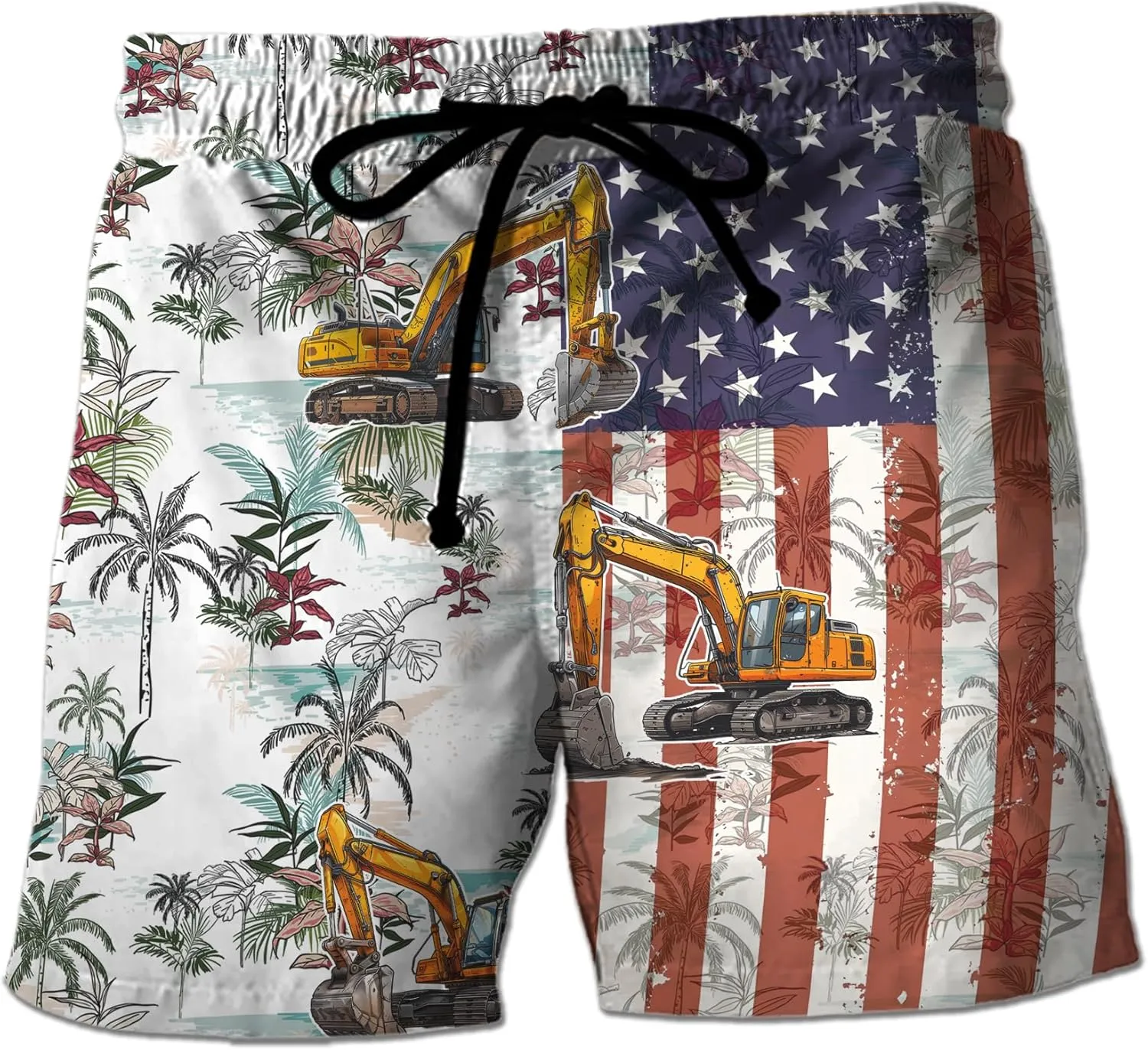 V-DECORPARKS Excavator Mens Swim Trunks - Excavators Swimming Trunk for Men - Beach Shorts, Mens Swim Shorts 40