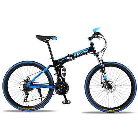 wolf's fang Mountain bike 21speed 26" inch folding bike road bike unisex full shockproof frame bicycle front and rear mechanic