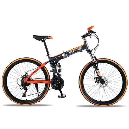 wolf's fang Mountain bike 21speed 26" inch folding bike road bike unisex full shockproof frame bicycle front and rear mechanic
